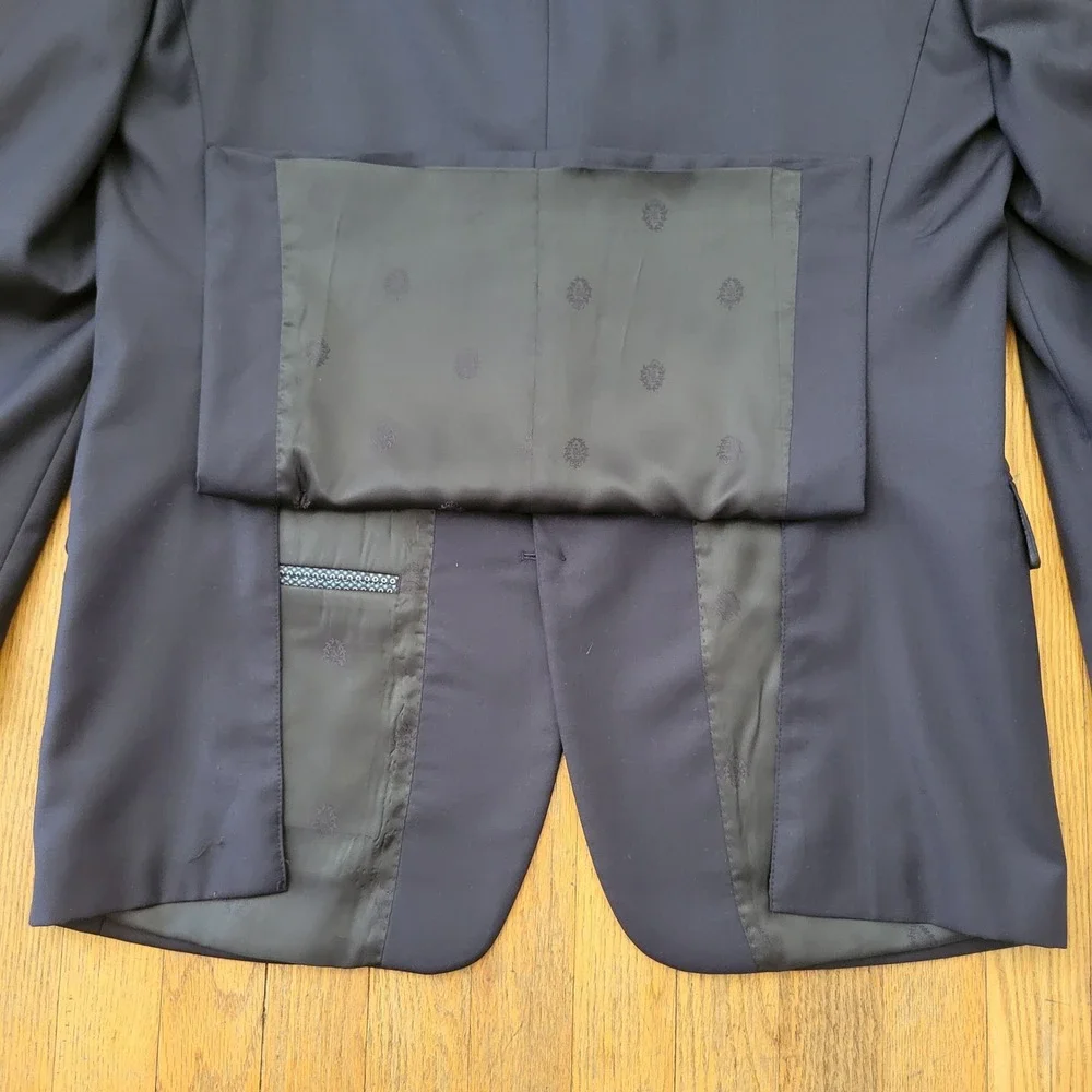 2 Pc Ralph‎ Lauren 42L 34R Suit Navy Blue Wool Classic Dapper Preppy Business